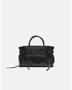 Stradivarius Large City Bag With Zip Pulls - Black