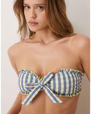 ASOS – cheri – wattiertes bandeau-bikinioberteil - Blau