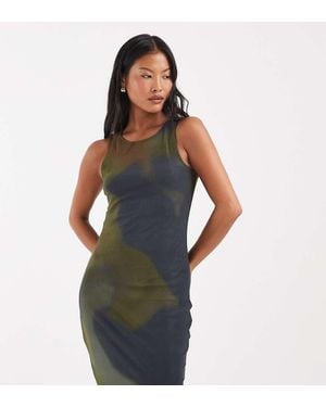 Vero Moda Sleeveless Seam Front Mesh Dress - Blue