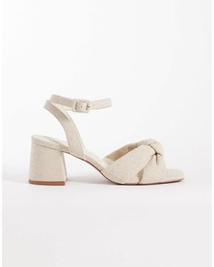 ASOS Hugo Knot Detailing Mid Block Heel Sandals - Natural