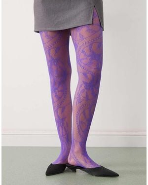 Reclaimed Vintage Lace Tights - Purple