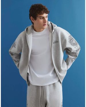 River Island Oversized Fit Japanese Dragon Hoodie - Blue