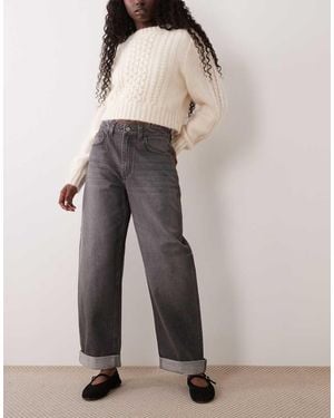 ASOS Jeans Met Hoge Taille, Relaxed Fit En Omslag - Naturel