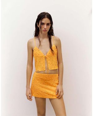 Pull&Bear Sequin Mini Skirt - Orange
