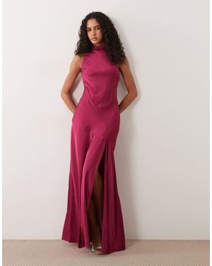 TFNC London Chiffon High Neck Bow Detail Maxi Dress - Red