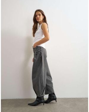 TOPSHOP Vaqueros De Talle Medio Con Cordones En Gris - Blanco