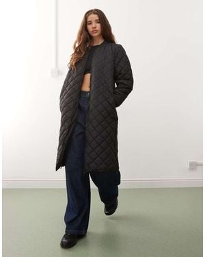 Noisy May Longline Quilted Jacket - Black