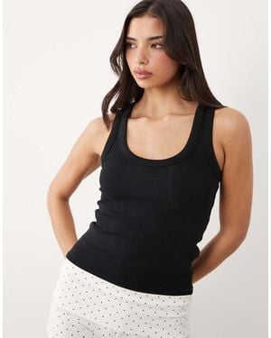 Gina Tricot Super Stretch Scoop Neck Tank Top - Black
