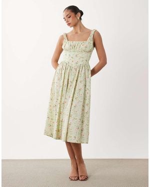 Gina Tricot Corset Midi Dress - Natural