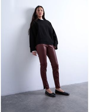 TOPSHOP Faux Leather Drain Pipe Skinny Trouser - Red