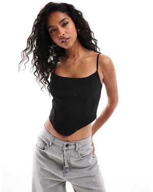 Bershka Tailored Strappy Corset Top - Black
