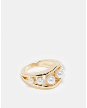 ASOS Ring With Faux Pearl Detail - Metallic