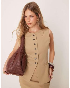 Pretty Lavish Buttoned Down Waistcoat Co-ord - Brown