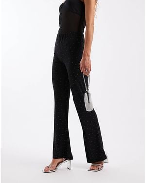 ONLY Rhinestone Flare Trousers - Black