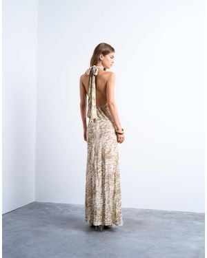 TOPSHOP Full Neck Halter Midi Dress - White