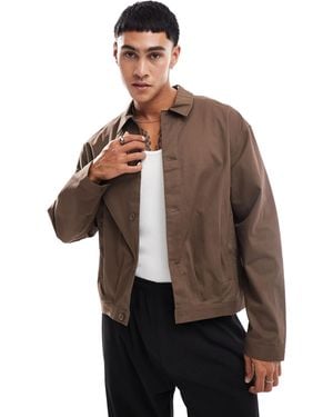 Pull&Bear Boxy Fit Long Sleeve Shirt - Brown