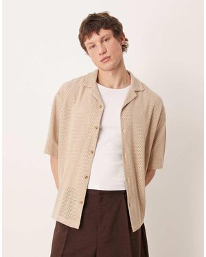 ASOS Oversized Revere Texture Shirt - Natural