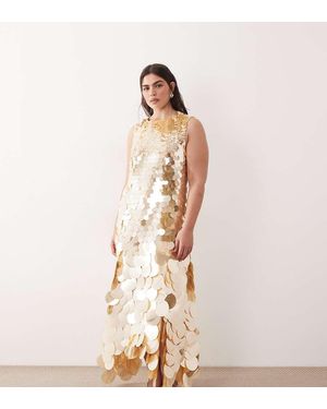 ARRANGE Curve Embellished Sequin High Neck Maxi Dress - Natural