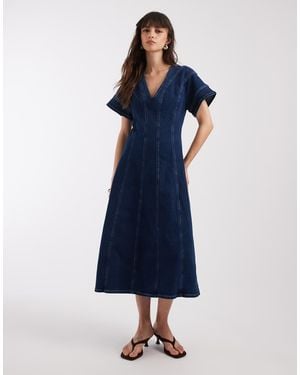 River Island Denim Seam Detail Dress - Blue