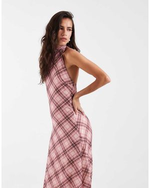 ASOS Chiffon High Neck Halter Maxi Dress - Pink