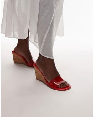 TOPSHOP Farah High Wedge Heeled Mule - Brown