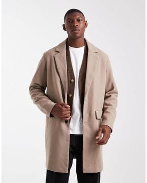 Jack & Jones Wool Blend Overcoat - Natural