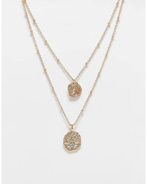 ASOS Meerlaagse Ketting Met Schakels En Astrologische Hangertjes - Wit