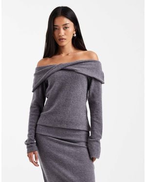 Vero Moda Off Shoulder Long Sleeve Top Co-ord - Gray