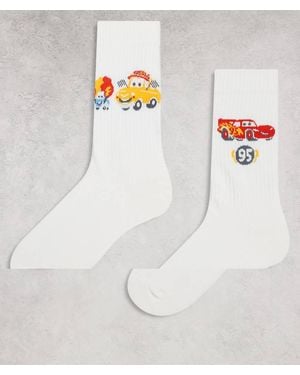 ASOS 2 Pack Disney Cars Socks - White
