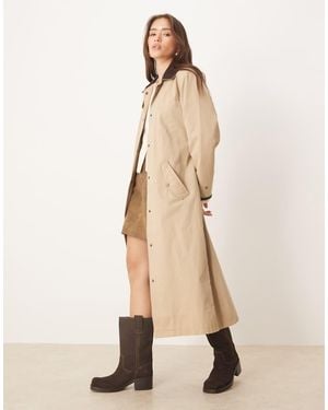 Abercrombie & Fitch Gabardina Larga Tostada De Algodón Encerado De -Verde - Neutro