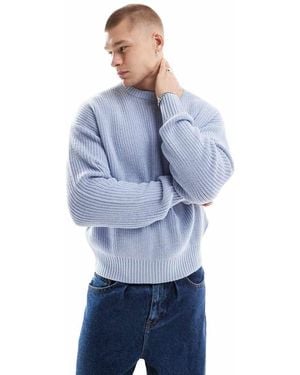 Bershka Fisherman Ribbed Jumper - Blue