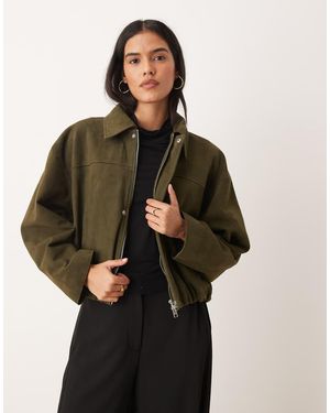 JJXX Chaqueta Verde Oliva De Ante De - Marrón
