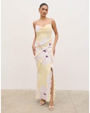 Pretty Lavish Ruffle Cami Cowl Neck Maxi Dress - Natural