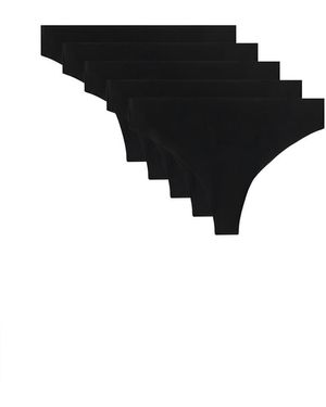 Oysho 5 Laser-Cut Polyamide Blend Invisible Thongs - Black