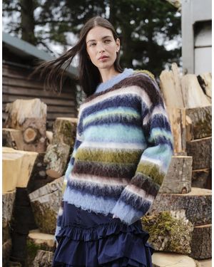 Daisy Street Kastiger pullover mit mehrfarbigem en streifenmuster - Blau