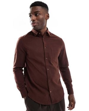 ASOS Camisa Oxford De Corte Estándar Con Acabado Cepillado De - Marrón