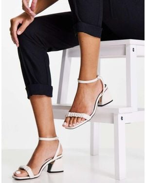 Miss Selfridge Sally Ruched Front Mid Heel Sandal - White