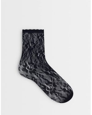 Vero Moda Sheer Socks With Lettuce Edge - Blue