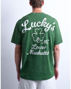 TOPMAN Oversized Fit T-Shirt With Front And Back Lucky Print - Green
