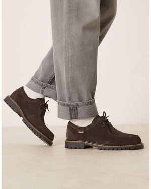 Noak Zapatos Marrones De Cuero Con Detalles En Relieve, Cordones Y Bandeleta Elaborados En Portugal De - Marrón
