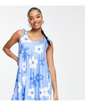 Urban Threads Petite Bunny Tie Mini Dress - Blue