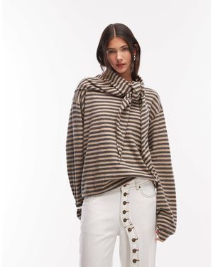 Lioness – olsen – kastiger, langärmliger strickpullover aus wollmix - Braun