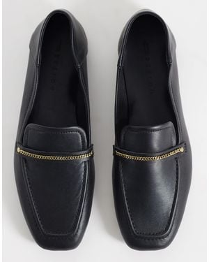 ASOS Wide Fit Marlon Slim Chain Loafers - Black