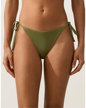 Oysho Medium-coverage Tie Rib Bikini Briefs - Green