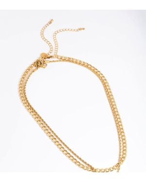 Lovisa Collar De Dos Hileras Con Diseño De Cadena Retorcida De Acero Inoxidable Resistente Al Agua Chapado En Oro De - Blanco