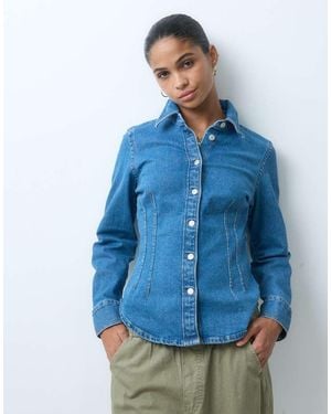Gap Longline Cinched Shirt - Blue