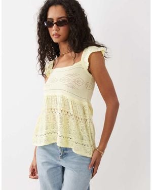 Miss Selfridge Babydoll Gebreide Top - Naturel