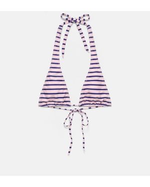 Pull&Bear Top Bikini A Righe Multiposizione - Bianco
