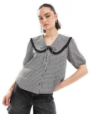 Threadbare Blouse With Oversized Collar - Grey