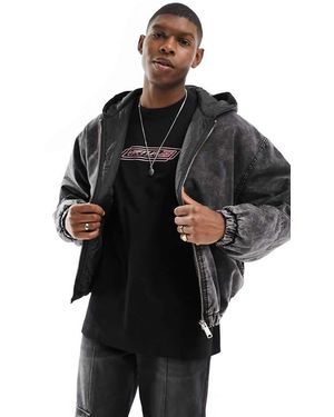 Weekday Remy Relaxed Fit Hooded Bomber Jacket - Black